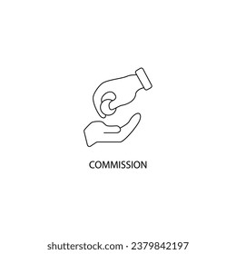 Symbol für das Konzept der Kommission Einfache Elementgrafik. Konzept der Kommission umrissen Symboldesign.