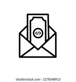 Commision, envelope, money icon vector image. Can also be used for Finance and Money. Suitable for use on web apps, mobile apps and print media.