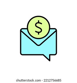 Commision, envelope, money line icon. Simple element illustration. Commision, envelope, money concept outline symbol design.