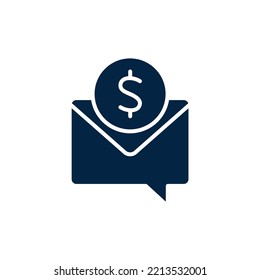 Kommission, Umschlag, Geldliniensymbol. Einfache Elementgrafik. Kommission, Umschlag, Geld-Konzept Umriss Symbol Design.