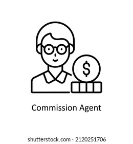 Commission Agent vector Outline icon for web isolated on white background EPS 10 file