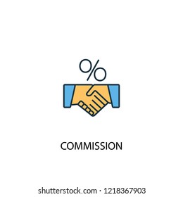 Commission concept 2 colored line icon. Simple yellow and blue element illustration. Commission concept outline symbol design