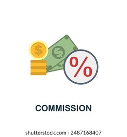 Commission flat icon. Colored sign from stock market collection. Creative Commission icon illustration for web design, infographics and more