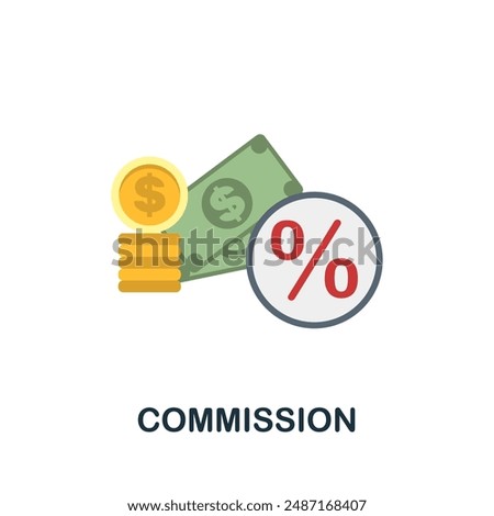Commission flat icon. Colored sign from stock market collection. Creative Commission icon illustration for web design, infographics and more