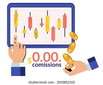 Commission Free Trading. Pay no commission for online trades. Online Brokers for Free Stock Trading. Japanese candlestick chart on mobile app. Internet trading platform.