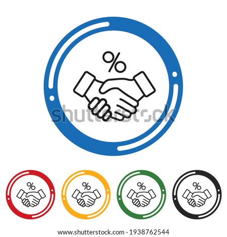 Commission icon set. flat design vector illustration in 5 colors options for webdesign