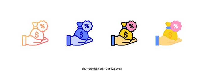 Conjunto de iconos de comisión colección de estilos múltiples
