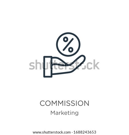 Commission icon. Thin linear commission outline icon isolated on white background from marketing collection. Line vector sign, symbol for web and mobile