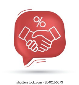 Commission icon vector in speech bubble - Modern design