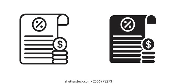 Commission icons in outline and fill. vector illustration for ui.