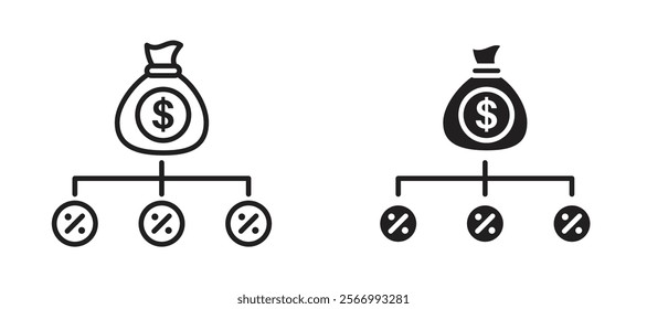 Commission icons in outline and fill. vector illustration for ui.