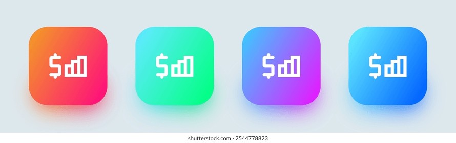 Commission line icon in square gradient colors. Finance signs vector illustration.