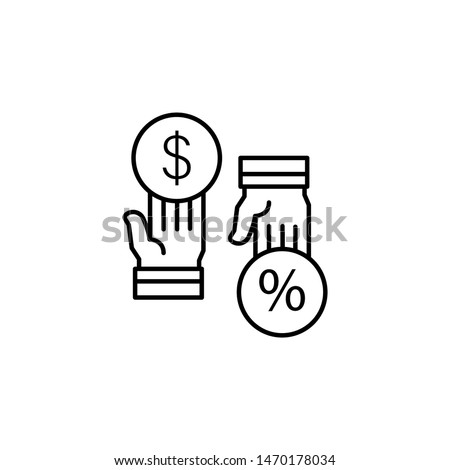 Commission percent dollar hands icon. Element of business motivation line icon