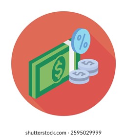 Commission rounded isometric 3d, mini illustration icon, use for modern concept, UI or UX kit, web and app development. related to business, finance, economy..