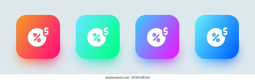 Commission solid icon in square gradient colors. Finance signs vector illustration.
