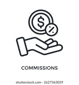 Commissions Icon Outline Style. Vector Illustration For Graphic Design