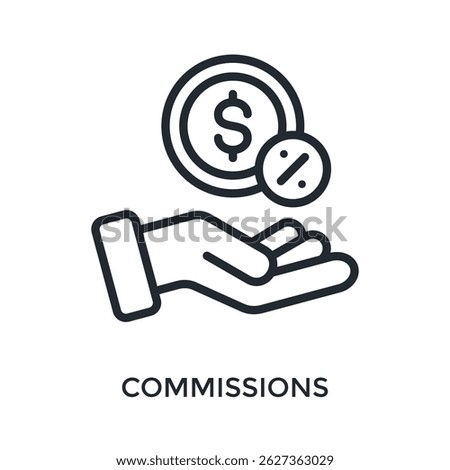 Commissions Icon Outline Style. Vector Illustration For Graphic Design