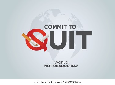 Comprometerse a ABANDONAR. Fondo del concepto del Día Mundial sin tabaco, tarjeta de saludo o afiche de campaña, deja de fumar. aplastar el cigarrillo, Concepto Dejar de fumar, Día Mundial Sin Tabaco 2021.