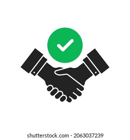 commitment with black handshake or shakehand icon. flat simple style trend modern big success logotype graphic design isolated on white background. concept of awesome management or validate sign