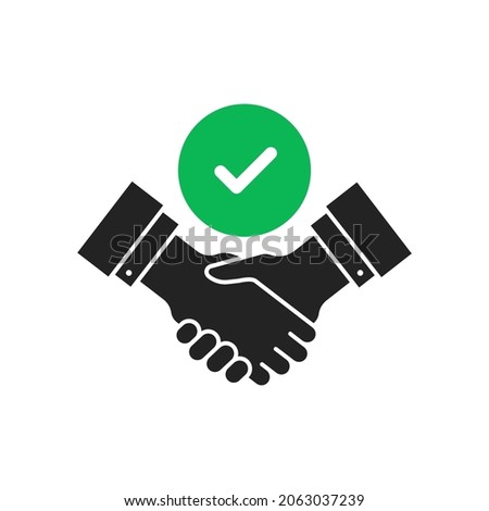commitment with black handshake or shakehand icon. flat simple style trend modern big success logotype graphic design isolated on white background. concept of awesome management or validate sign