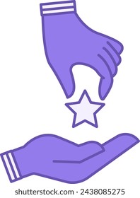 Commitment Color Icon. Vector Icon of One Hand Passing a Star to Another. Keeping Promises. Core Values Concept