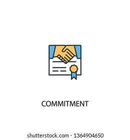 commitment concept 2 colored line icon. Simple yellow and blue element illustration. commitment concept outline symbol design