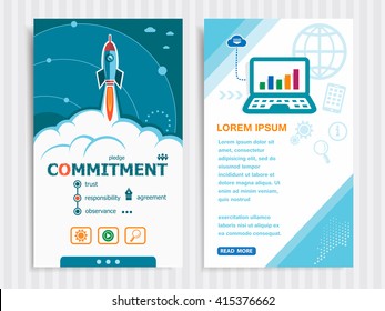 Commitment and concept background with rocket. Project Commitment concepts and Set of Banners. Vector Illustration. Eps10 Format.