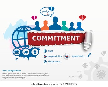 Commitment concept and group of people. Set of flat design illustration concepts for business, consulting, finance, management, career, human resources.  