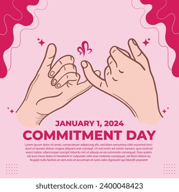 Commitment Day – January 1, 2024, Color can be changed, Illustrator Eps File, Suitable for use in print media or social media.