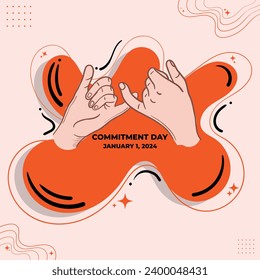 Commitment Day – January 1, 2024, Color can be changed, Illustrator Eps File, Suitable for use in print media or social media.