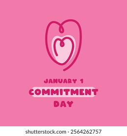 Commitment Day. January 1. Pink background. Eps 10.