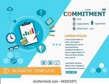 Commitment design concepts of words learning and training. Commitment flat design banners for website, easy to use and highly customizable.