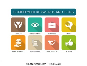 Commitment Flat Icon Set