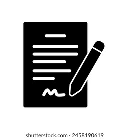 Commitment icon in the form of a letter sheet and signature pen
