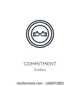 Commitment icon. Thin linear commitment outline icon isolated on white background from zodiac collection. Line vector sign, symbol for web and mobile