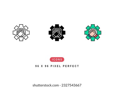 Icono de compromiso. Ilustración de material del símbolo de asociación de apretón de manos de confianza. Iconos De Línea Vector Para Diseño Y Presentación Web De UI
