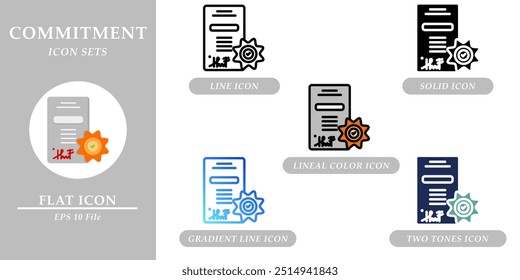 Conjuntos de ícones de compromisso. Conceito de habilidades suaves. Vários ícones de estilo no plano de fundo isolado para web design, símbolo, sinal, interface do usuário e aplicativo móvel. EPS 10. 