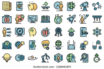 Commitment to innovation icons set outline vector. Passion trust. Business company