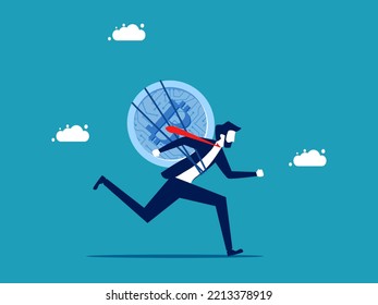 Compromiso de invertir en bitcoins. Empresario inteligente con monedas de bitcoines avanzando