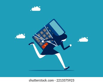 Commitment to investment finance. businesswoman with a calculator runs forward