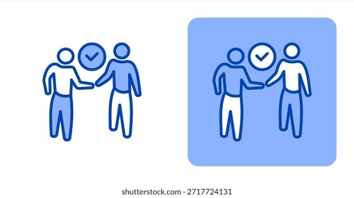 Línea de compromiso ColorIlustración de color de dos tonos e icono de fondo contrastante