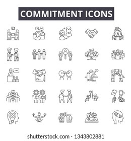 Commitment line icons for web and mobile design. Editable stroke signs. Commitment  outline concept illustrations