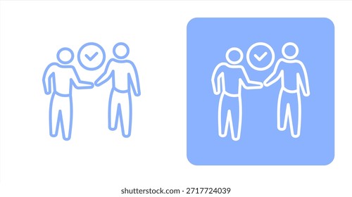 Línea de compromisoIlustración de color de dos tonos e icono de fondo contrastante