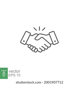 bindend Meeting Agreement Line Symbol Stil . Händeschütteln für Deal-Vertrag, Partnerschaft, Teamwork-Business-Gruß. Einfache Übersicht für Web-App. Vektorgrafik-Design auf weißem Hintergrund. EPS10