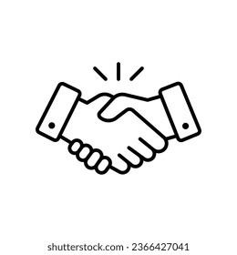 commitment meeting agreement Line icon style . Hand shake for deal contract, partnership, teamwork, business greeting. Simple outline for web app. Vector illustration. Design. EPS 10