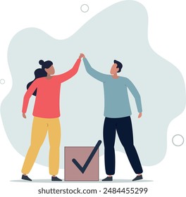 Commitment, promise or agreement to deliver or finish work, leadership skill or trust on work responsibility, accountability or engagement concept.flat design.illustration with people.