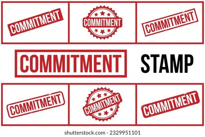 Commitment rubber grunge stamp set vector