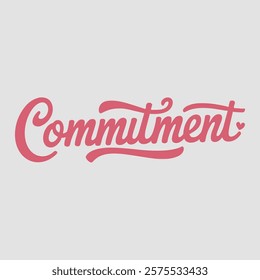 Commitment script text typography valentine vector  transparent background