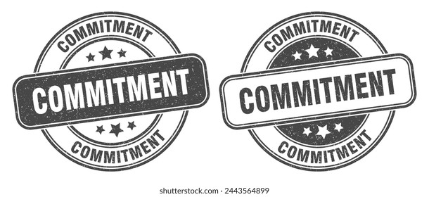 Commitment-Stempel. Commitment-Zeichen. Runde Grunge-Etikett