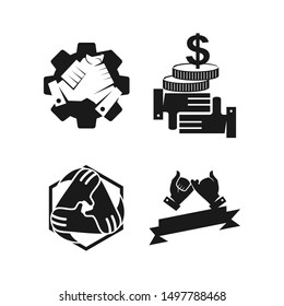Commitment Teamwork Together Business Black Logo Illustration Vector